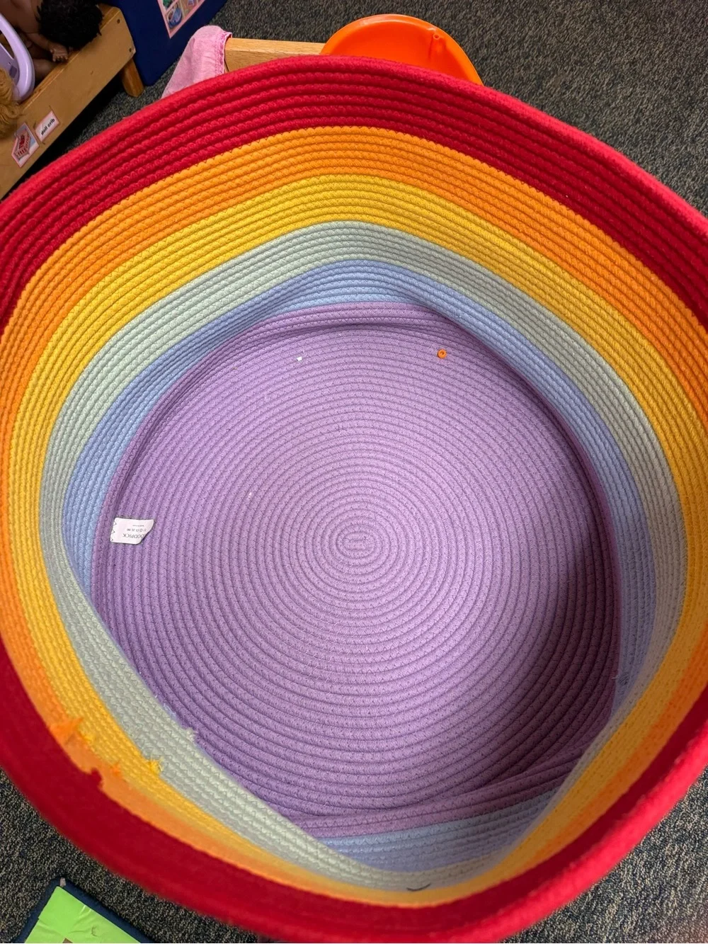 Rainbow Rope Kids Storage Basket with Red Handles